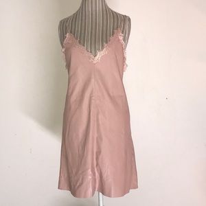 Nasty Gal take on me pink vegan leather slip dress